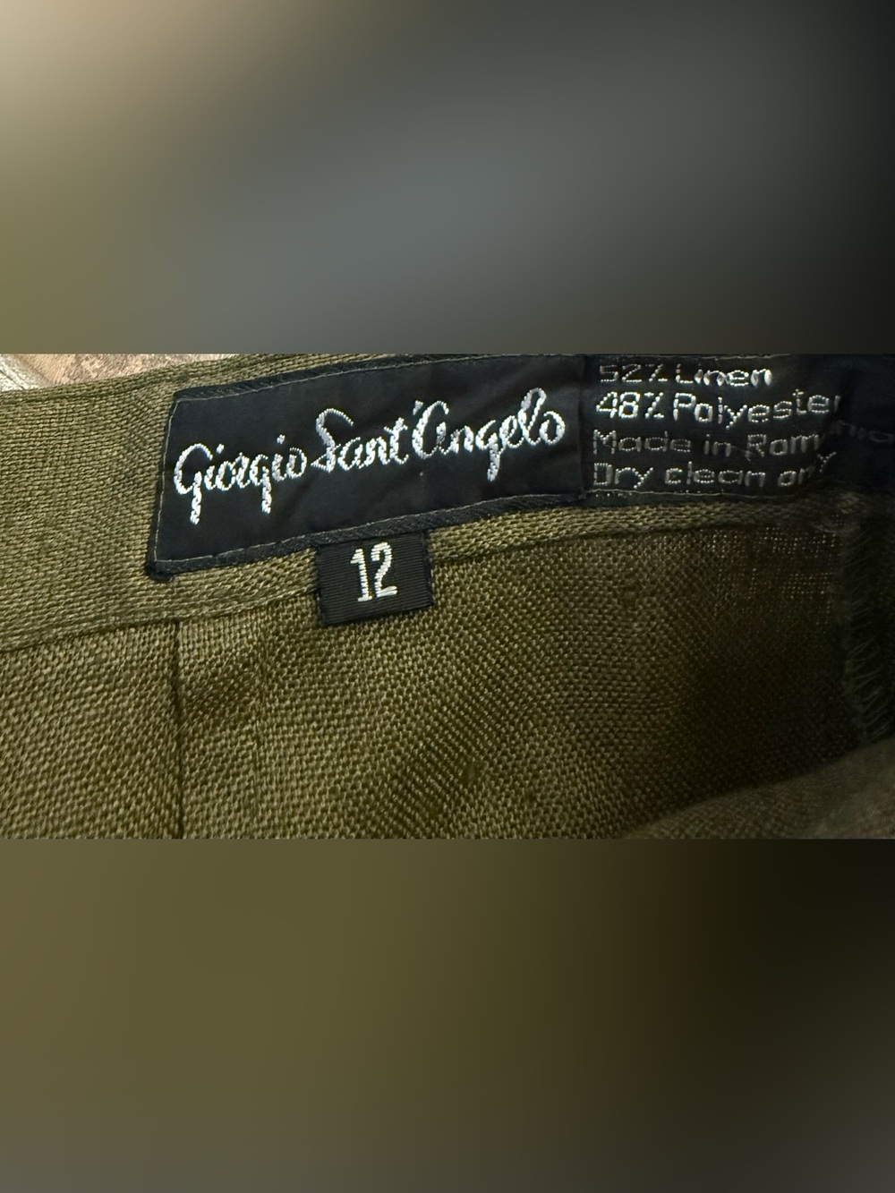 Vintage Giorgio Sant Angelo Linen Blend Blazer Shorts Set Olive Green 12/14 - Picture 10 of 10